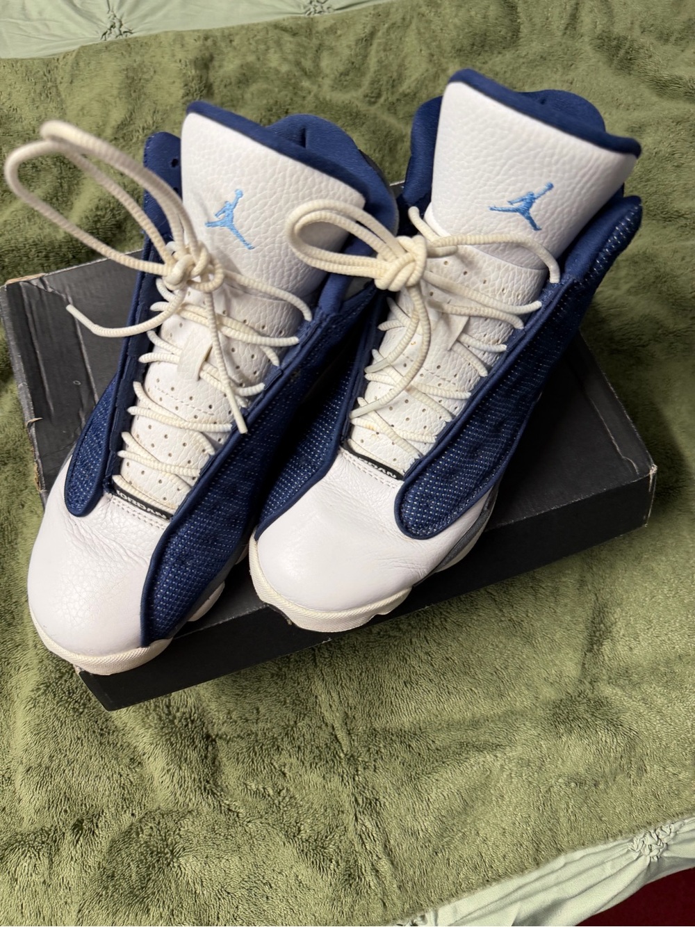 Jordan 13 Men’s Athletic Shoes - White and Navy